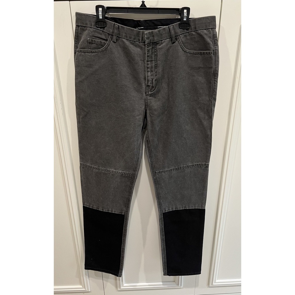 Alexander Wang Men's Gray & Black‎ Patch Pants Jeans Size 50 US XL Designer Moto